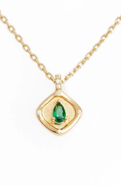 Shop Lulu Dk Teardrop Monthstone Pendant Necklace In May - Emerald Green
