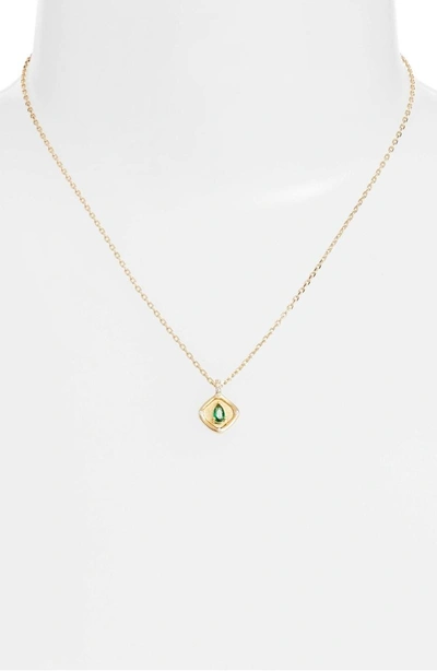 Shop Lulu Dk Teardrop Monthstone Pendant Necklace In May - Emerald Green