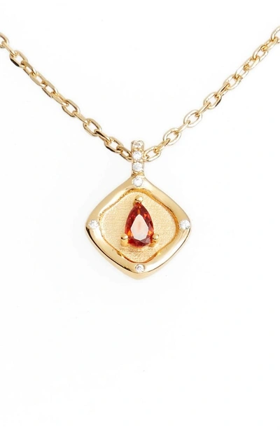Shop Lulu Dk Teardrop Monthstone Pendant Necklace In January - Garnet Red