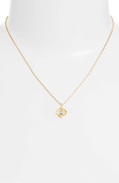 Shop Lulu Dk Teardrop Monthstone Pendant Necklace In March - Aquamarine