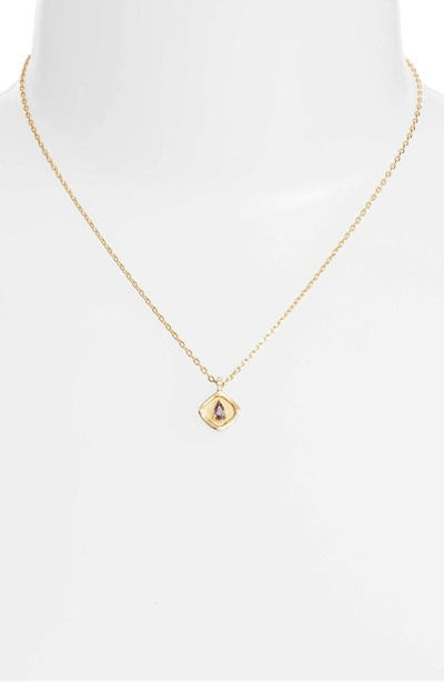 Shop Lulu Dk Teardrop Monthstone Pendant Necklace In February - Amethyst Purple