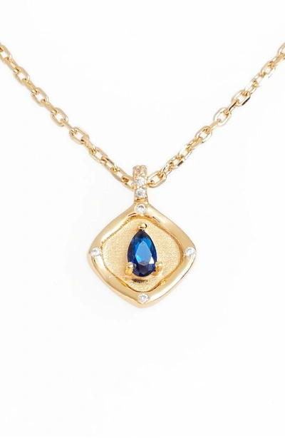 Shop Lulu Dk Teardrop Monthstone Pendant Necklace In September - Sapphire Blue