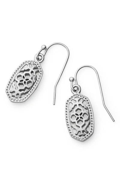 Shop Kendra Scott Lee Small Drop Earrings In Silver Metal Filigree