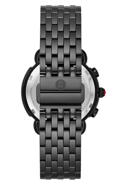 Shop Michele Sidney Chronograph Diamond Bracelet Watch, 38mm In Black/ Black Mop/ Black
