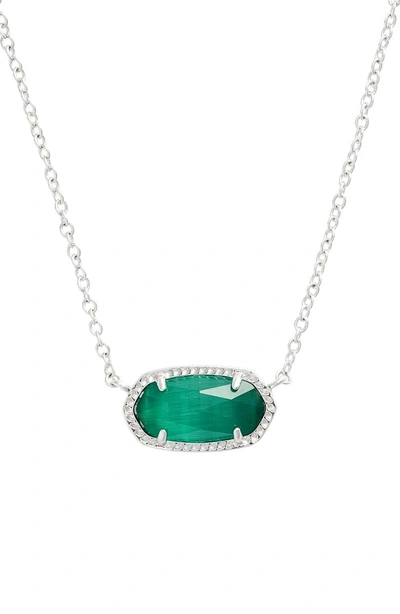 Shop Kendra Scott Elisa Birthstone Pendant Necklace In May/emerald Cats Eye/silver