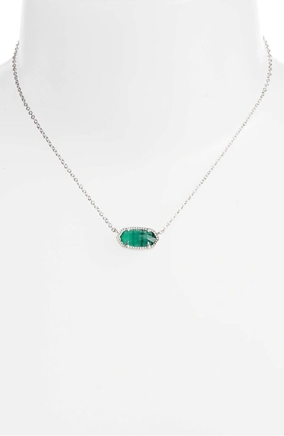 Shop Kendra Scott Elisa Birthstone Pendant Necklace In May/emerald Cats Eye/silver