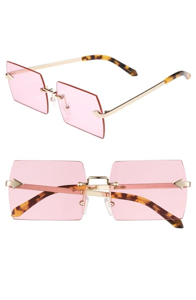 Shop Karen Walker The Bird 58mm Rimless Sunglasses - Pink/ Gold