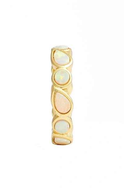 Shop Melinda Maria Isla Stackable Band Ring In White Opal/ Gold