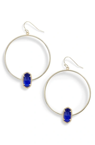 Shop Kendra Scott Elora Frontal Hoop Earrings In Cobalt Cats Eye/ Gold