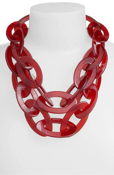 Shop Stella & Ruby Chunky Acrylic Necklace In Gold/ Red