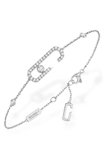 Shop Messika Move Addiction By Gigi Hadid Diamond Pave Line Bracelet In White Gold