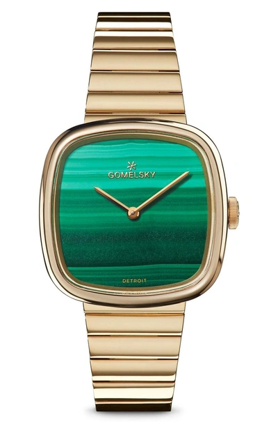 Shop Gomelsky The Eppie Sneed Bracelet Watch, 32mm In Gold/ Malachite/ Gold