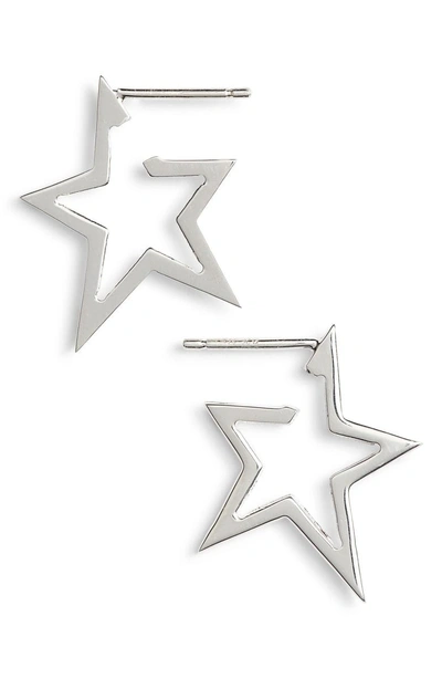 Shop Jennifer Zeuner Sade Star Small Hoops In Sterling Silver