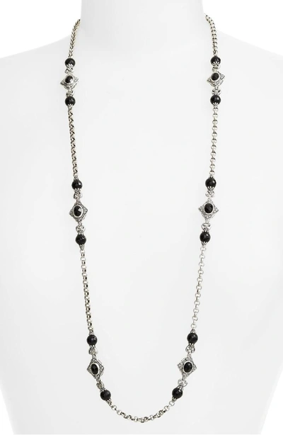 Shop Konstantino 'nykta' Long Onyx Station Necklace In Silver/ Black Onyx