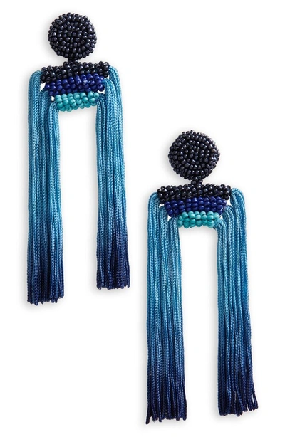 Shop New Friends Colony Tropicana Tassel Earrings In Sapphire/ Dip Dye Combo