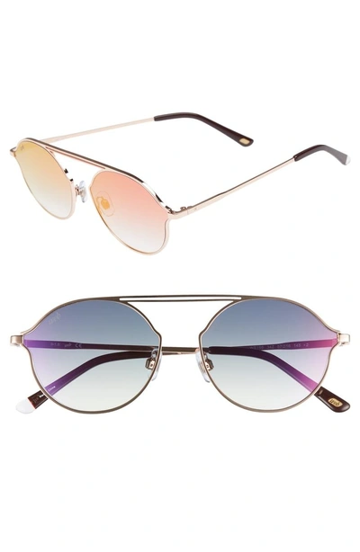 Shop Web 57mm Round Sunglasses In Shiny Light Bronze/ Gradient