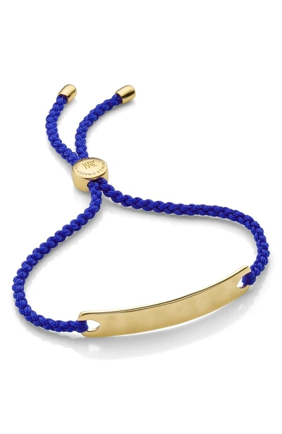 Shop Monica Vinader Engravable Havana Friendship Bracelet In Gold/ Majorelle Blue