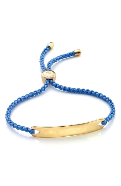 Shop Monica Vinader Engravable Havana Friendship Bracelet In Gold/ Powder Blue