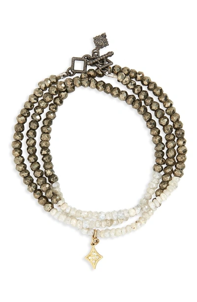 Shop Armenta Old World Triple Wrap Bead Bracelet In Pyrite/ White Silverite