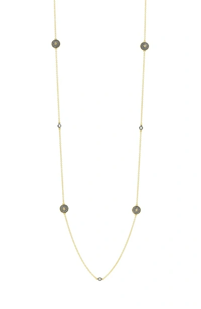 Shop Freida Rothman Double-sided Pavé Disc Station Necklace In Black/ White/ Gold