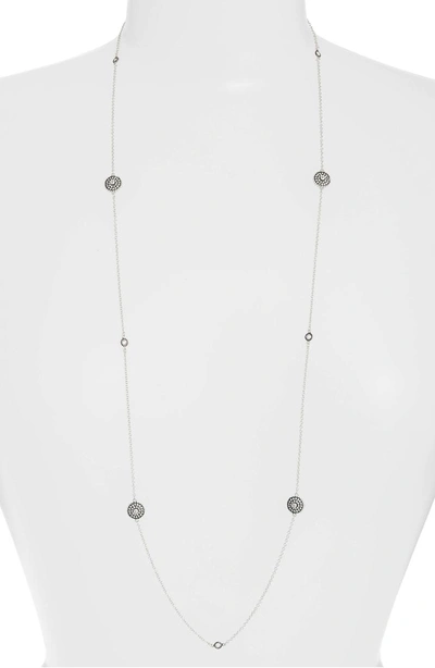 Shop Freida Rothman Double-sided Pave Disc Station Necklace In Black/ White/ Silver