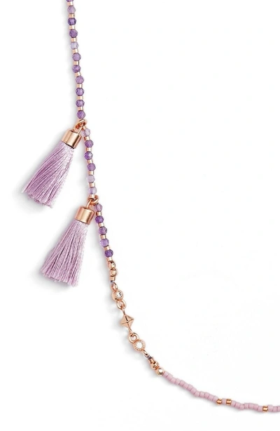 Shop Kendra Scott Augusta Tassel Necklace In Lilac Mix/ Rose Gold