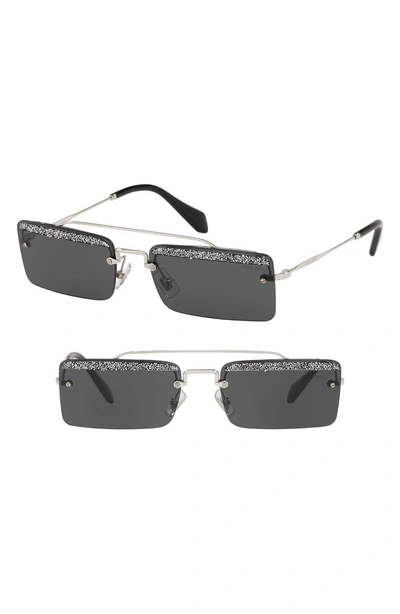 Shop Miu Miu Socit 58mm Square Sunglasses - Silver Glitter Solid