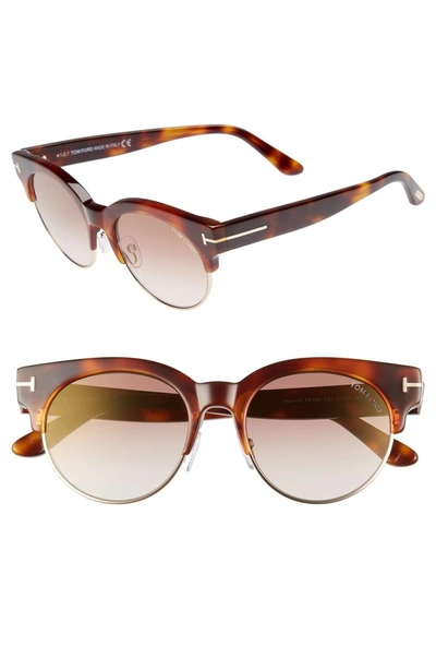 Shop Tom Ford Henri 52mm Semi-rimless Sunglasses - Blonde Havana/ Brown Mirror