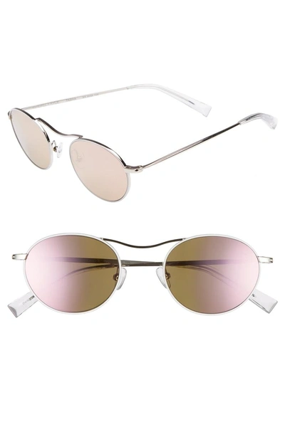 Shop Kendall + Kylie Tasha 49mm Oval Sunglasses - White Metal/ Rose Gold Mirror