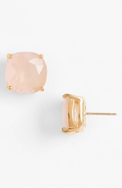 Shop Kate Spade Mini Small Square Semiprecious Stone Stud Earrings In Light Pink/ Gold