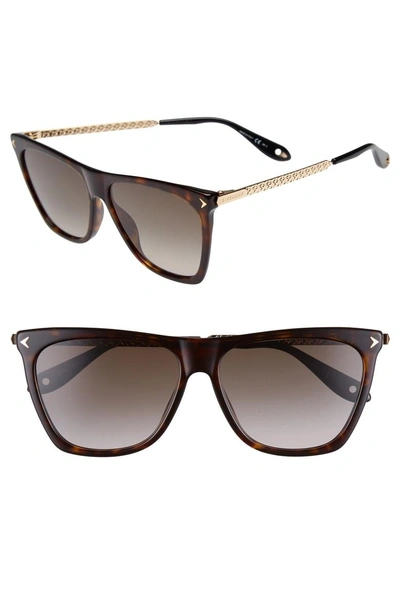 Shop Givenchy 58mm Flat Top Sunglasses - Dark Havana