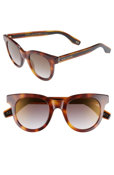 Shop Marc Jacobs 47mm Round Lens Cat Eye Sunglasses - Dark Havana