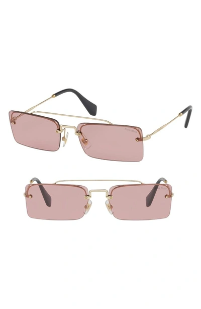 Shop Miu Miu Socit 58mm Square Sunglasses - Gold/ Violet Solid