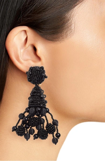 Shop Oscar De La Renta Falling Tassel Earrings In Black