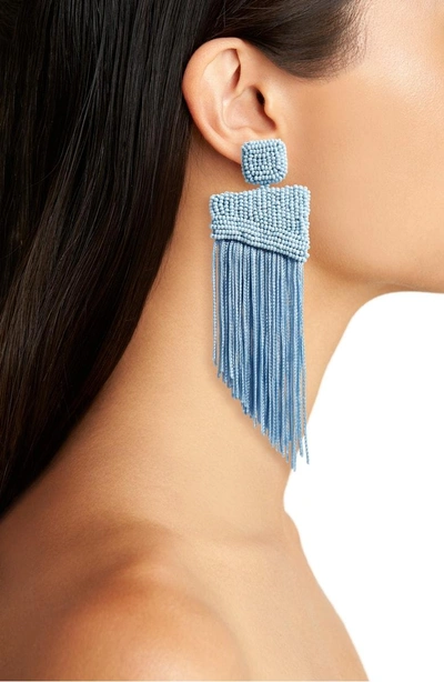 Shop New Friends Colony Cliff's Edge Asymmetrical Fringe Earrings In Periwinkle