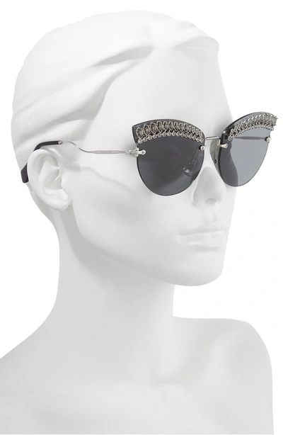 Shop Miu Miu Scenique Evolution 65mm Oversize Rimless Cat Eye Sunglasses - Silver Solid