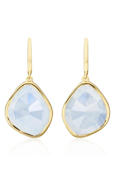 Shop Monica Vinader Siren Nugget Semiprecious Stone Drop Earrings In Yellow Gold/ Moonstone