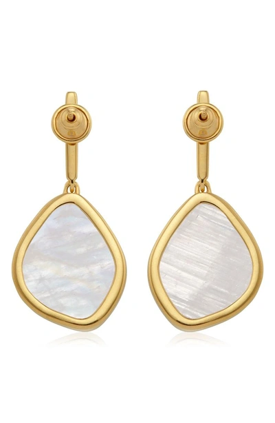 Shop Monica Vinader Siren Nugget Semiprecious Stone Drop Earrings In Yellow Gold/ Moonstone