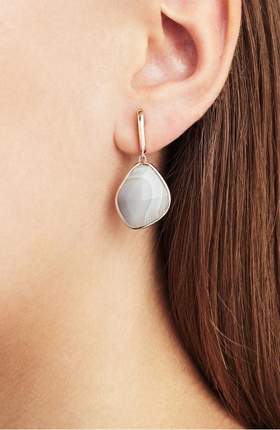 Shop Monica Vinader Siren Nugget Semiprecious Stone Drop Earrings In Grey Agate/ Rose Gold