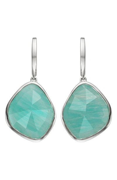 Shop Monica Vinader Siren Nugget Semiprecious Stone Drop Earrings In Silver/ Amazonite