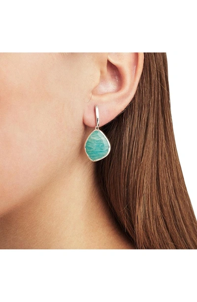 Shop Monica Vinader Siren Nugget Semiprecious Stone Drop Earrings In Silver/ Amazonite