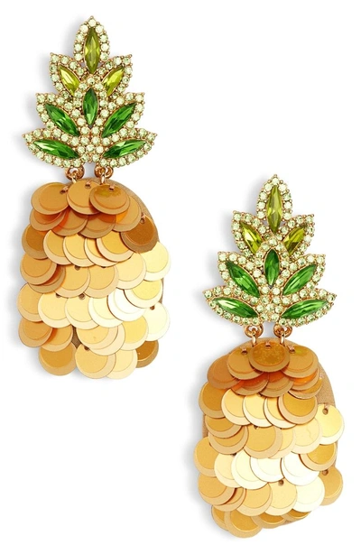 Shop Kate Spade By The Pool Pineapple Drop Earrings In Gold Multi