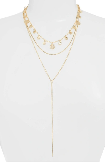 Shop Panacea Layered Lariat Necklace In Gold