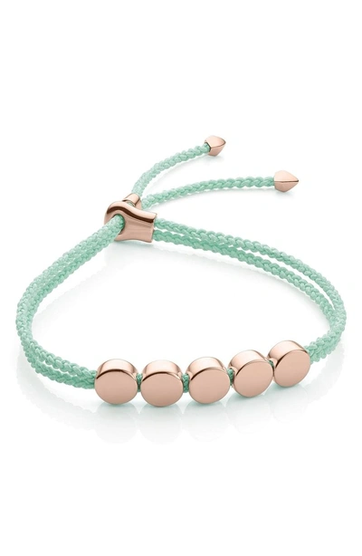 Shop Monica Vinader Engravable Linear Bead Friendship Bracelet In Mint/ Rose Gold