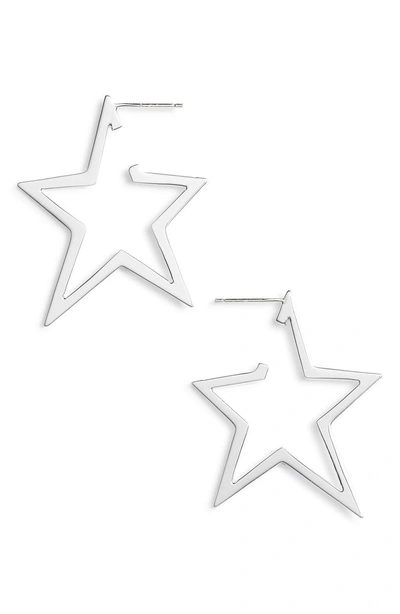 Shop Jennifer Zeuner Sade Star Hoop Earrings In Sterling Silver