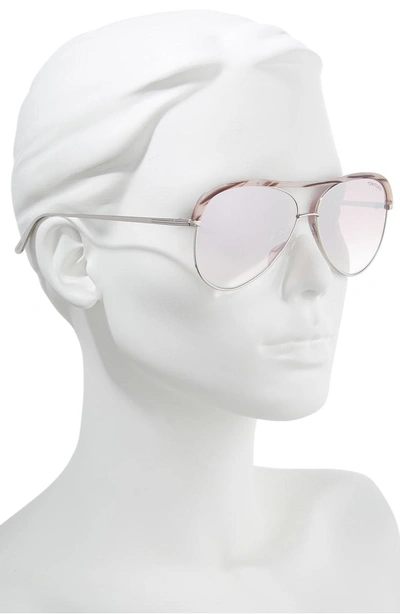 Shop Tom Ford Sabine 60mm Aviator Sunglasses In Shiny Palladium/ Gradient Pink