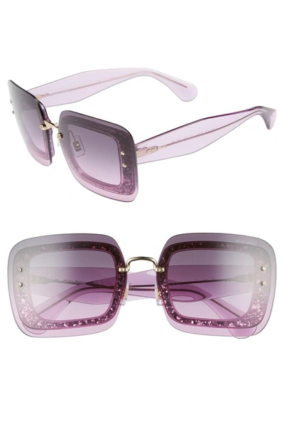 Shop Miu Miu 67mm Square Sunglasses In Transparent Purple Gradient