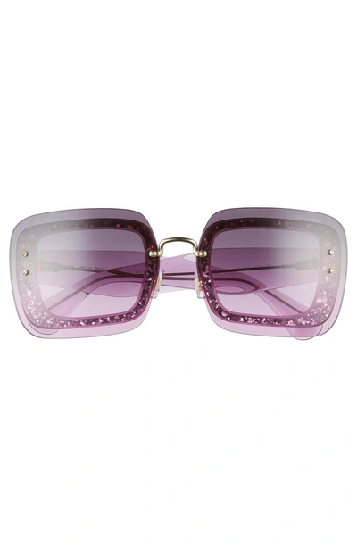 Shop Miu Miu 67mm Square Sunglasses In Transparent Purple Gradient