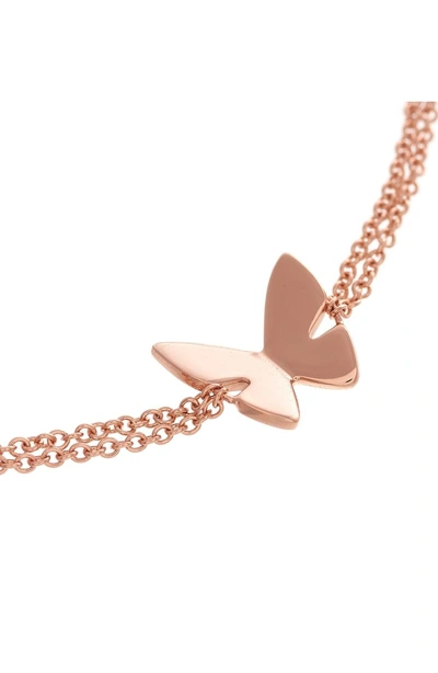 Shop Olivia Burton Social Butterfly Chain Bracelet In Rose Gold