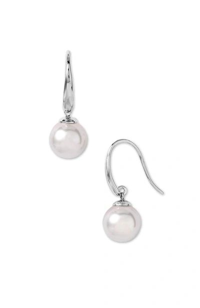 Shop Majorica 10mm Simulated Pearl Drop Earrings In White/ Silver